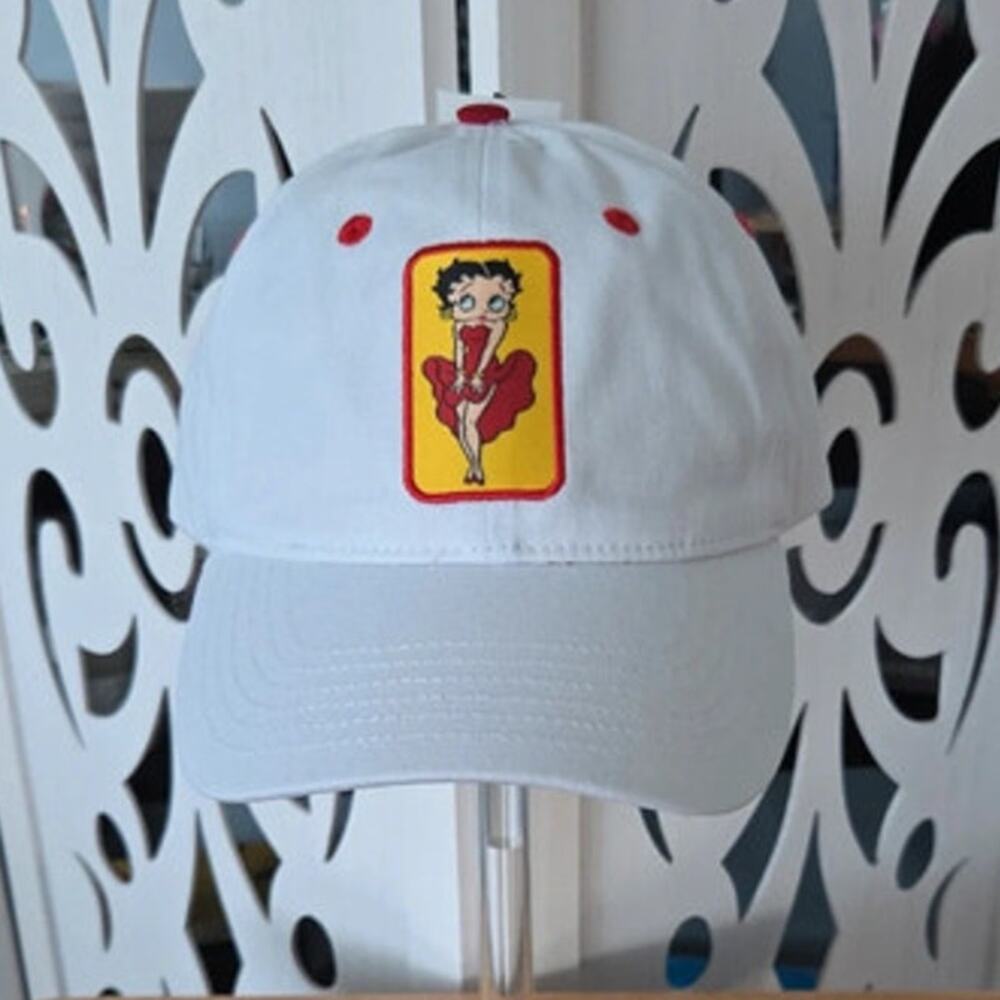 Betty Boop White Baseball Hat Adjustable Retro Cartoon Graphic Cap nwt OSFM